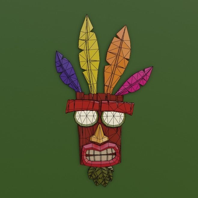 AKU AKU crash bandicoot mask for CNC routers and 3D printers 3D print model_3