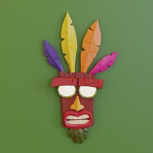 AKU AKU crash bandicoot mask for CNC routers and 3D printers 3D print model