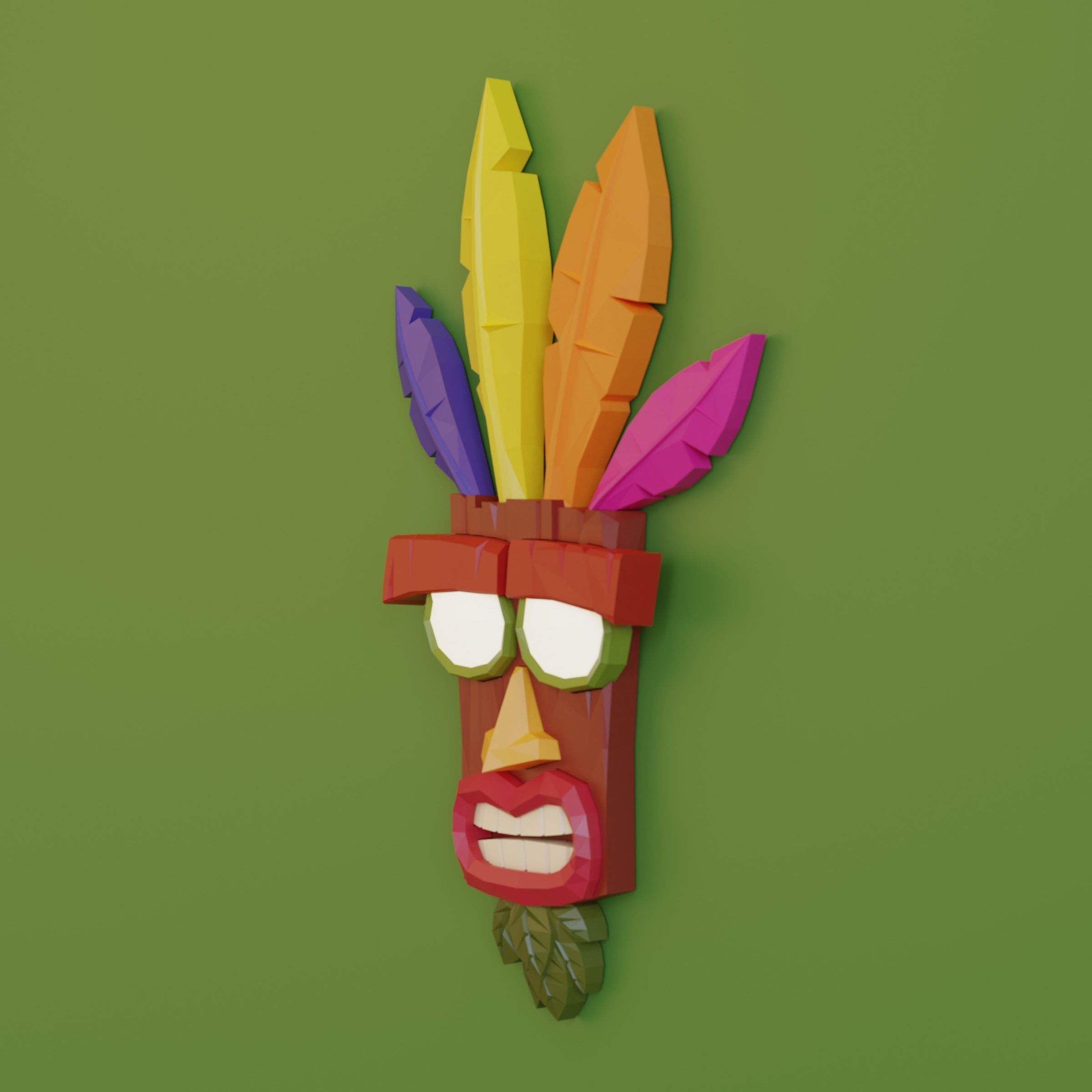 AKU AKU crash bandicoot mask for CNC routers and 3D printers 3D print model_1