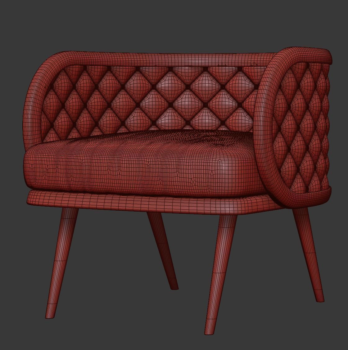 Victoria leather restaurant chair LC15  3D model_4