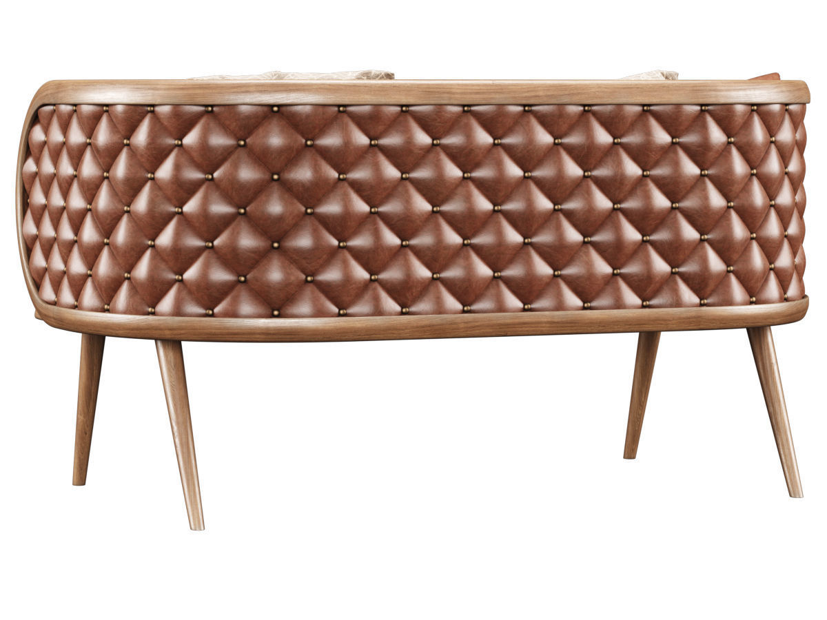 Victoria leather two-seater restaurant sofa LC15  3D model_4