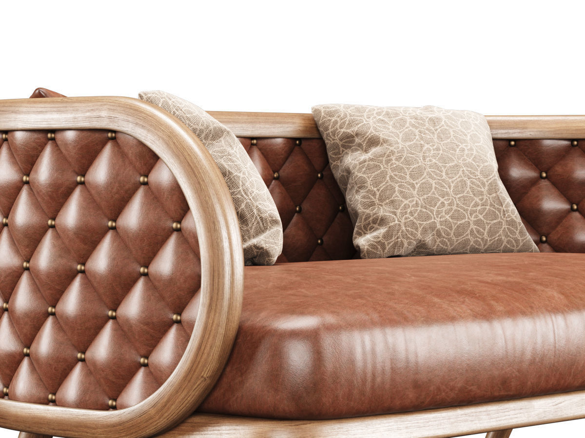 Victoria leather two-seater restaurant sofa LC15  3D model_2