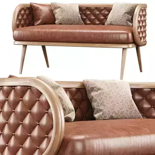 Victoria leather two-seater restaurant sofa LC15  3D model