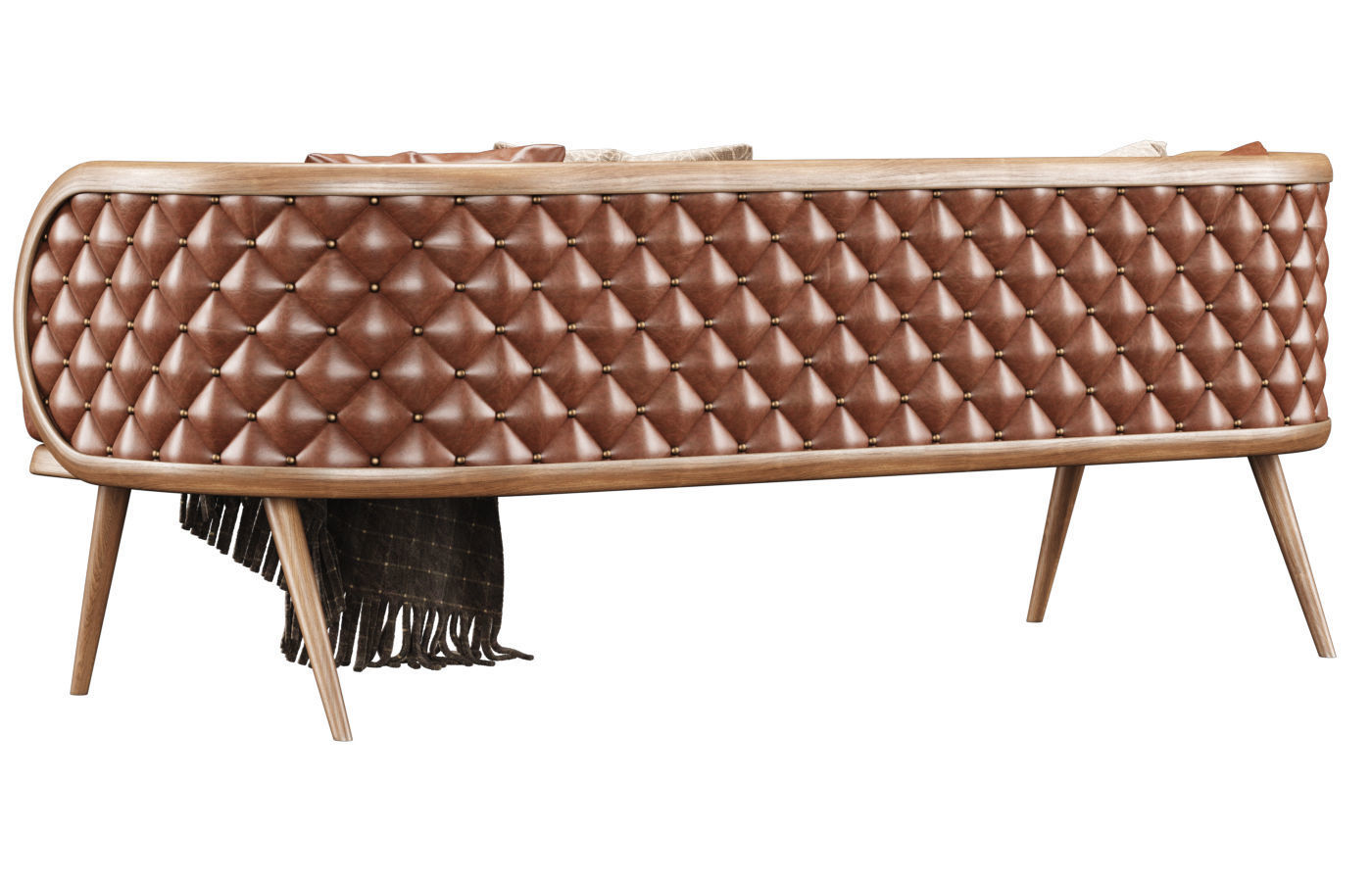 Victoria leather three-seater restaurant sofa LC15  3D model_4