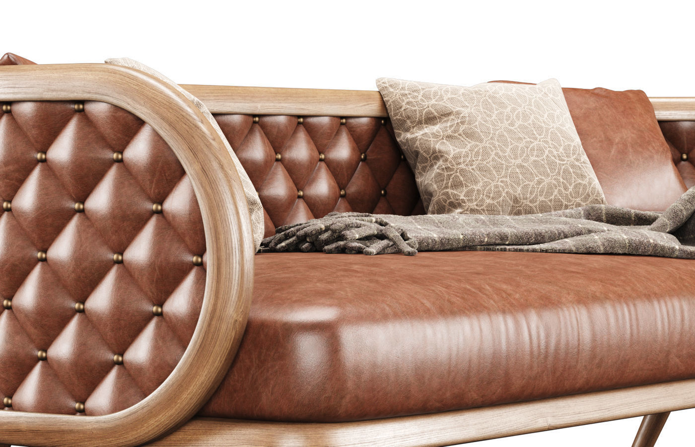 Victoria leather three-seater restaurant sofa LC15  3D model_2