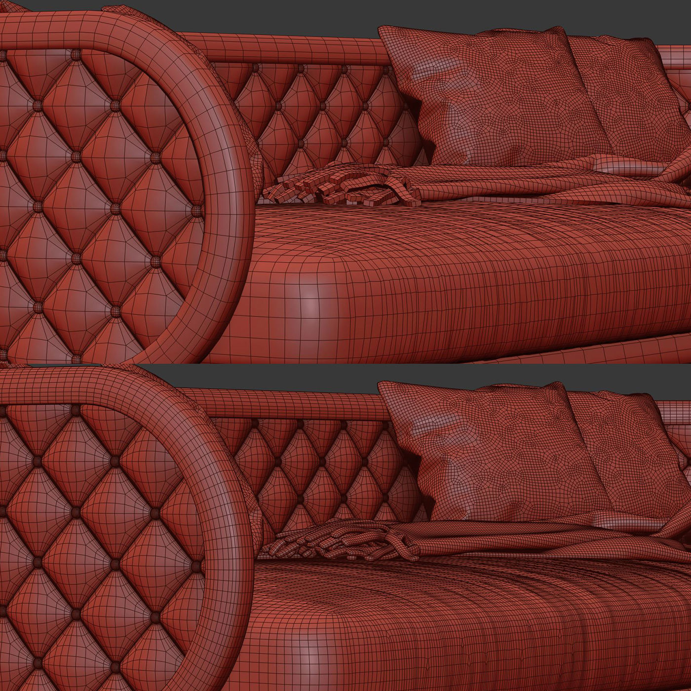 Victoria leather three-seater restaurant sofa LC15  3D model_5