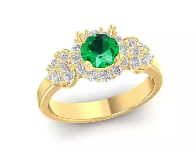 Luxury Emerald and Diamond Engagement Ring for Women  931
