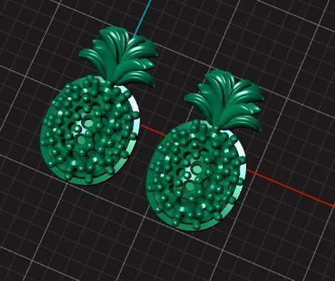 Pineapple pair of gold and diamond earrings 3D print model_3