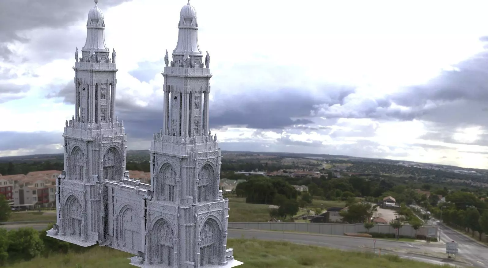 Gothic Cathedral towers 3d model 3D model