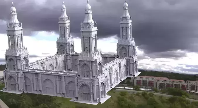 Gothic Cathedral Towers with walls