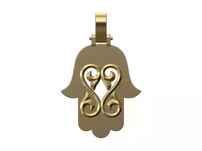 Floral scroll ornament Hamssa pendant 