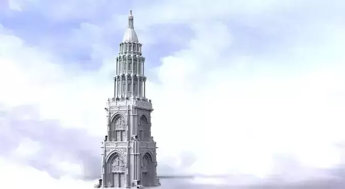 Gothic Cathedral tower tall Dome 3D 