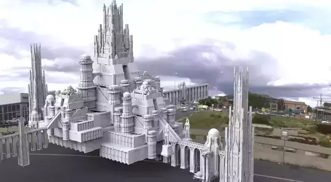 Dracula Castle towers with City