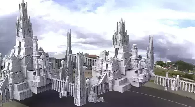 Dracula Castle towers with Larger City complex design