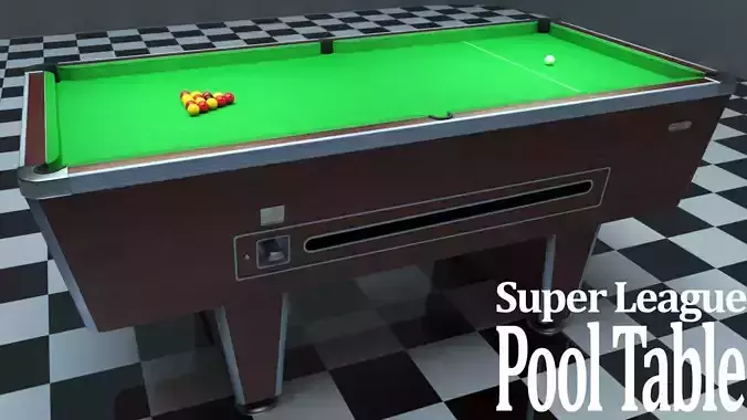 Super League Pool Table  Low-poly 3D model