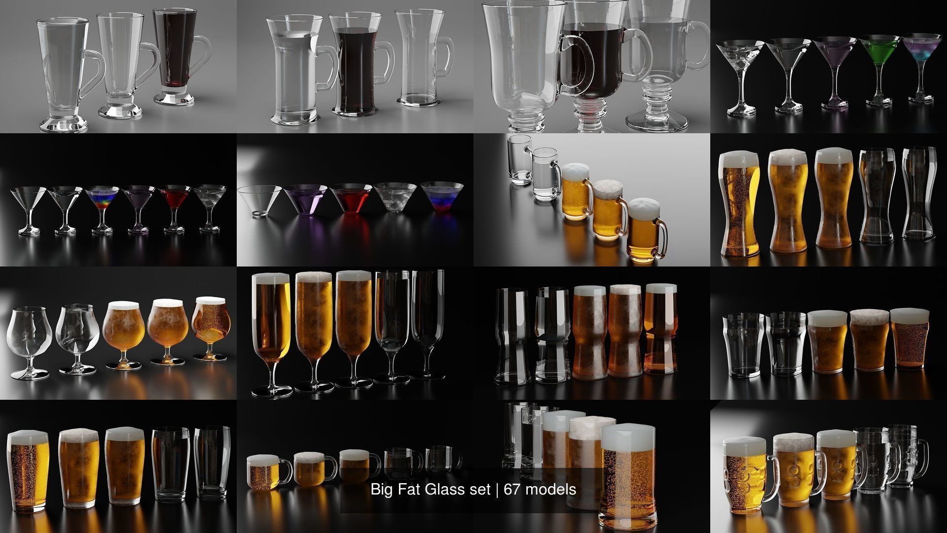 Big Fat Glass set 3D Model Collection_1