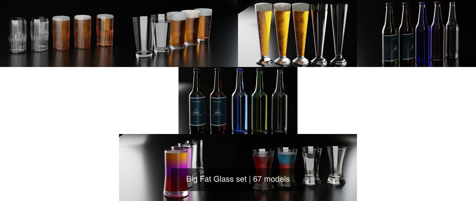 Big Fat Glass set 3D Model Collection_2