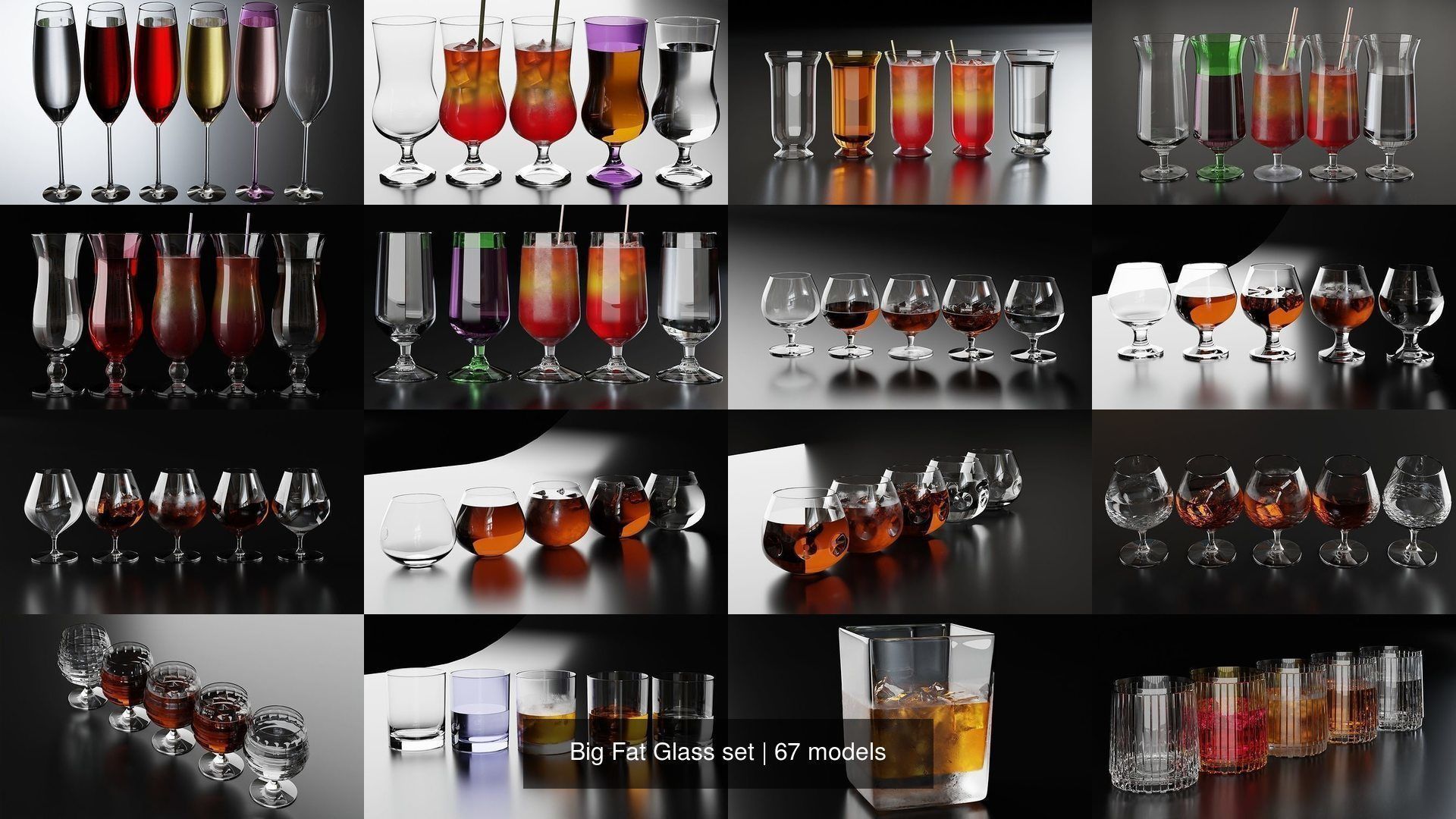 Big Fat Glass set 3D Model Collection_10