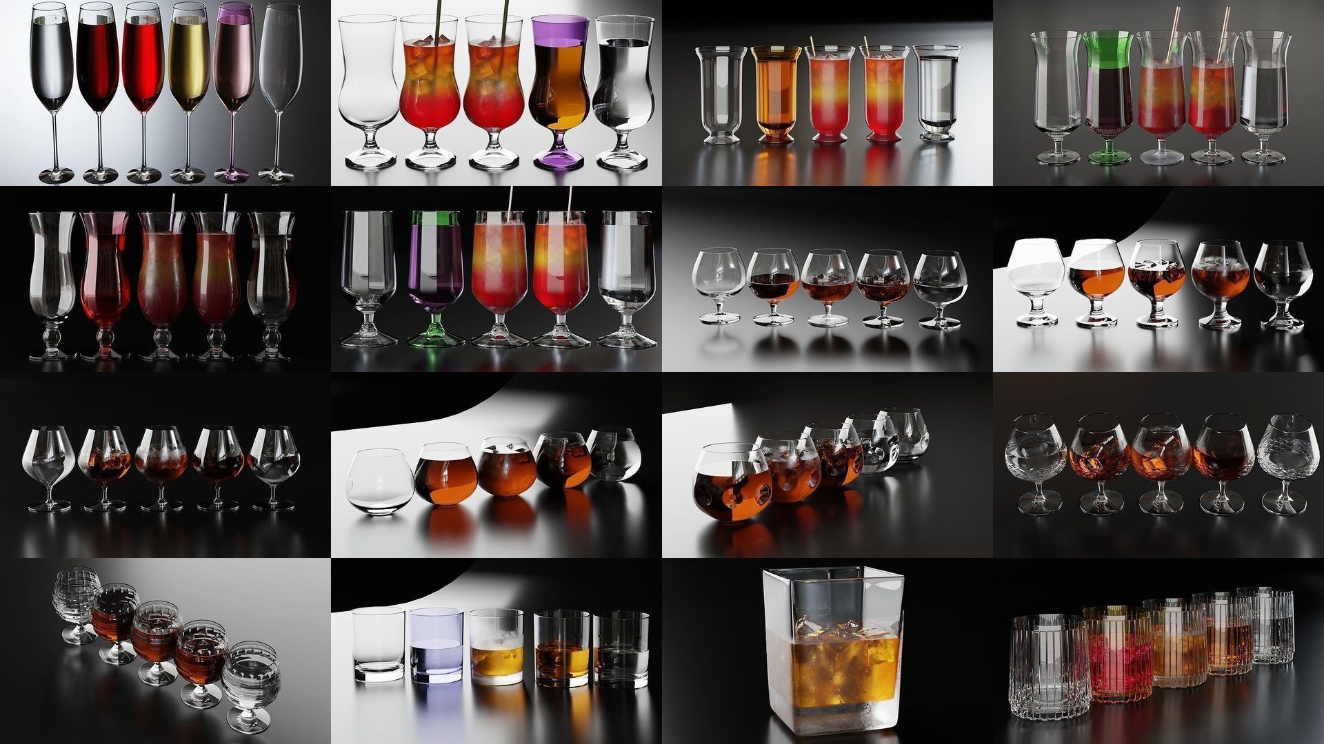 Big Fat Glass set 3D Model Collection_9