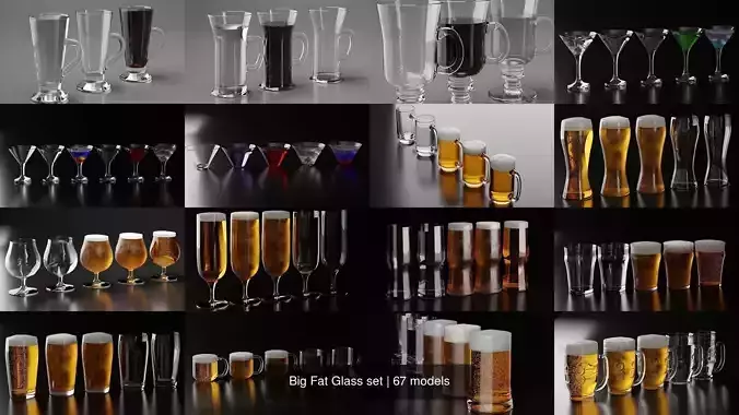 Big Fat Glass set 3D Model Collection