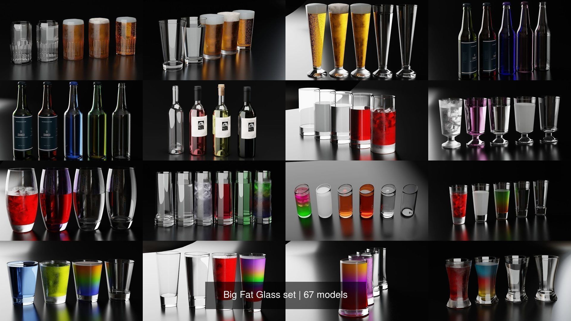 Big Fat Glass set 3D Model Collection_3
