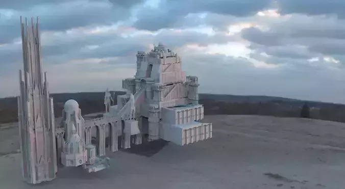 Ancient Structure Bridge Towers Small 3D model