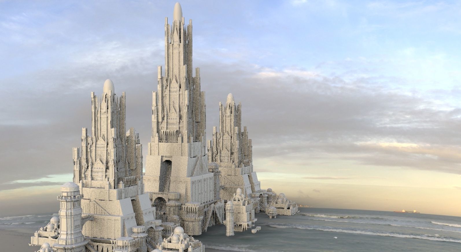 Ancient Dracula Castle towers 3D model_3