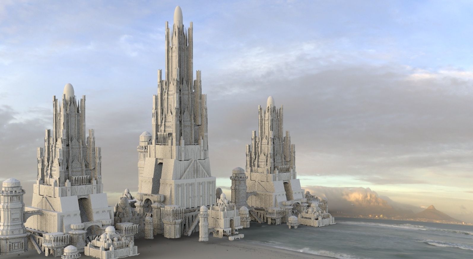 Ancient Dracula Castle towers 3D model_1