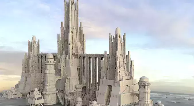 Ancient Dracula Castle towers with Bridges 3D model