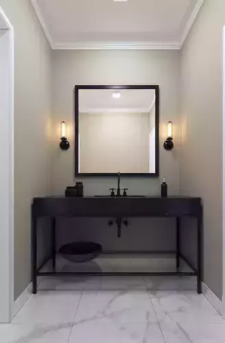 Bathroom modern with vanity and mirror