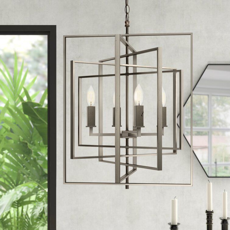 Yarnell 4 - Light Lantern Geometric Chandelier - 3 colour 3D model_13