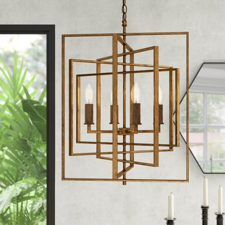 Yarnell 4 - Light Lantern Geometric Chandelier - 3 colour 3D model_15