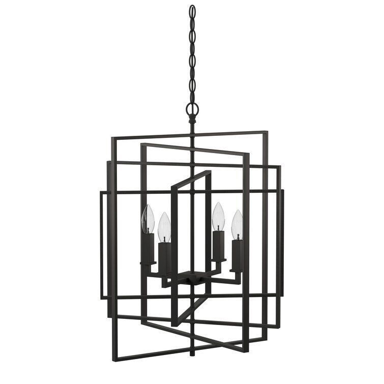 Yarnell 4 - Light Lantern Geometric Chandelier - 3 colour 3D model_3
