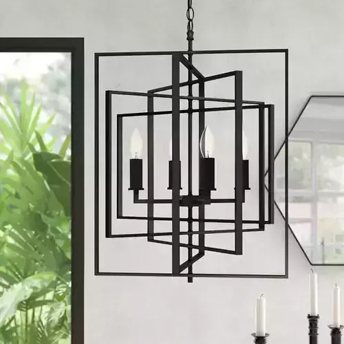 Yarnell 4 - Light Lantern Geometric Chandelier - 3 colour