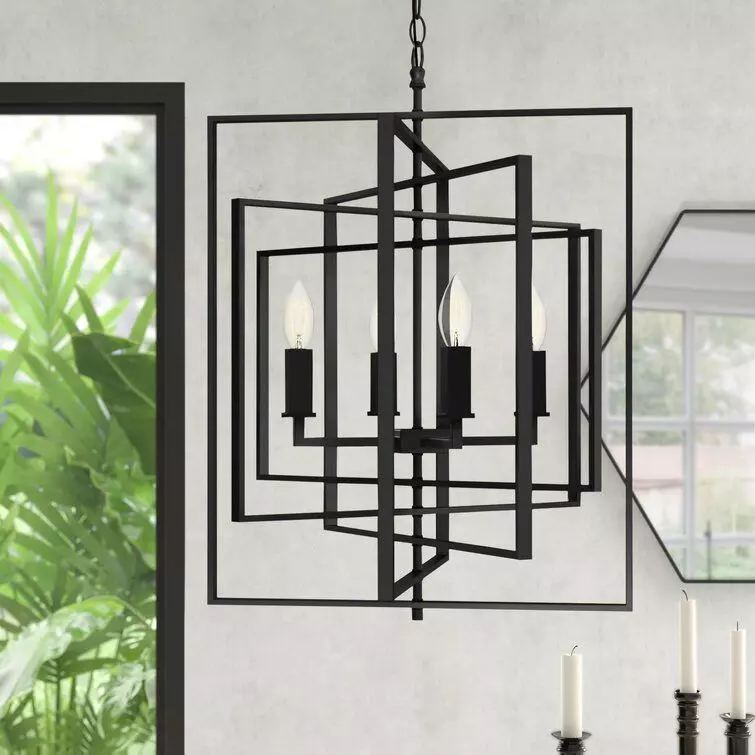 Yarnell 4 - Light Lantern Geometric Chandelier - 3 colour 3D model_0