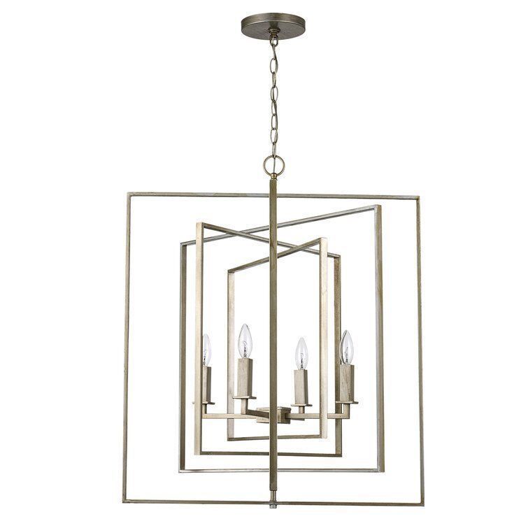 Yarnell 4 - Light Lantern Geometric Chandelier - 3 colour 3D model_2