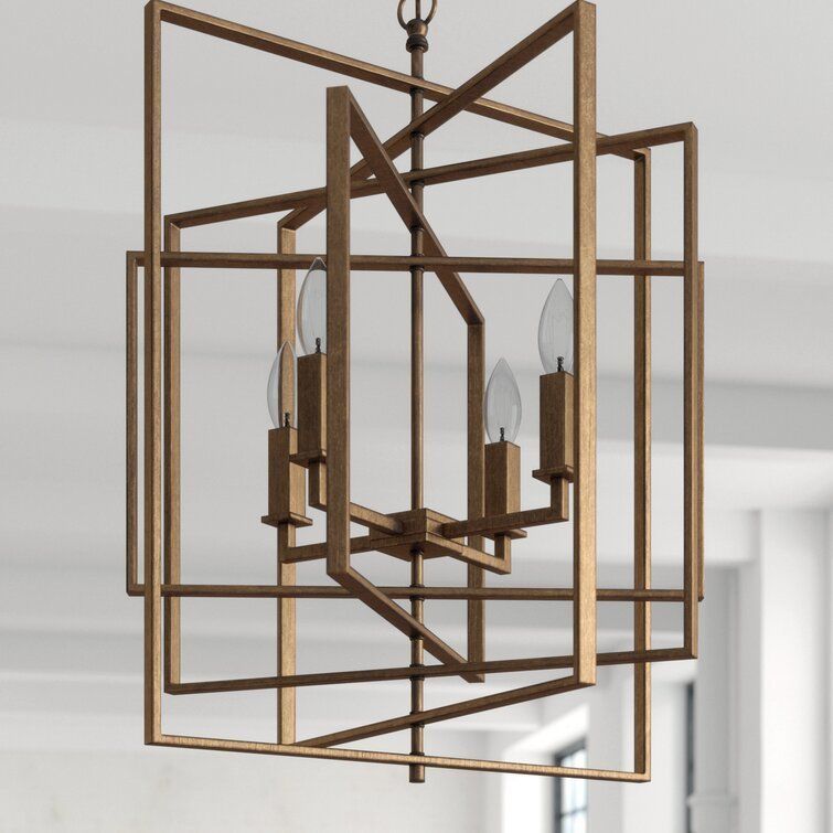 Yarnell 4 - Light Lantern Geometric Chandelier - 3 colour 3D model_1