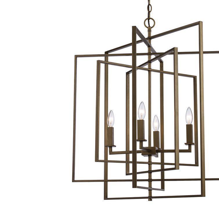 Yarnell 4 - Light Lantern Geometric Chandelier - 3 colour 3D model_12