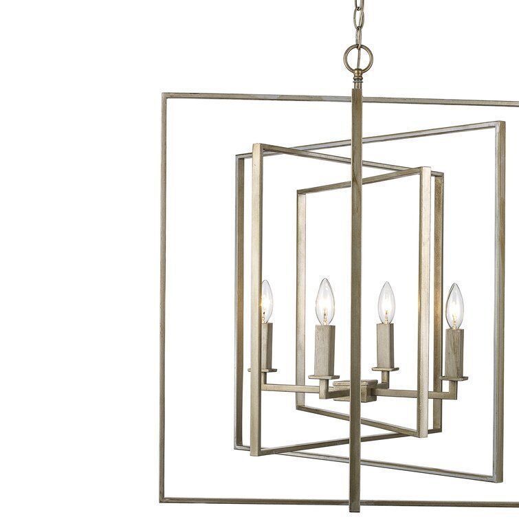 Yarnell 4 - Light Lantern Geometric Chandelier - 3 colour 3D model_6