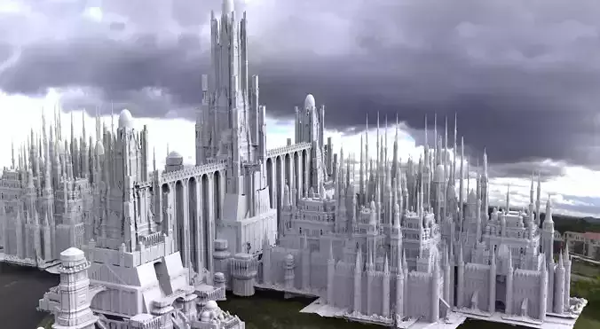 Ancient Dracula Castle With Very large city temple structures 3D model