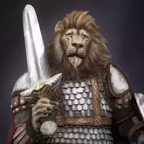 3D Printable Lion Paladin Miniature