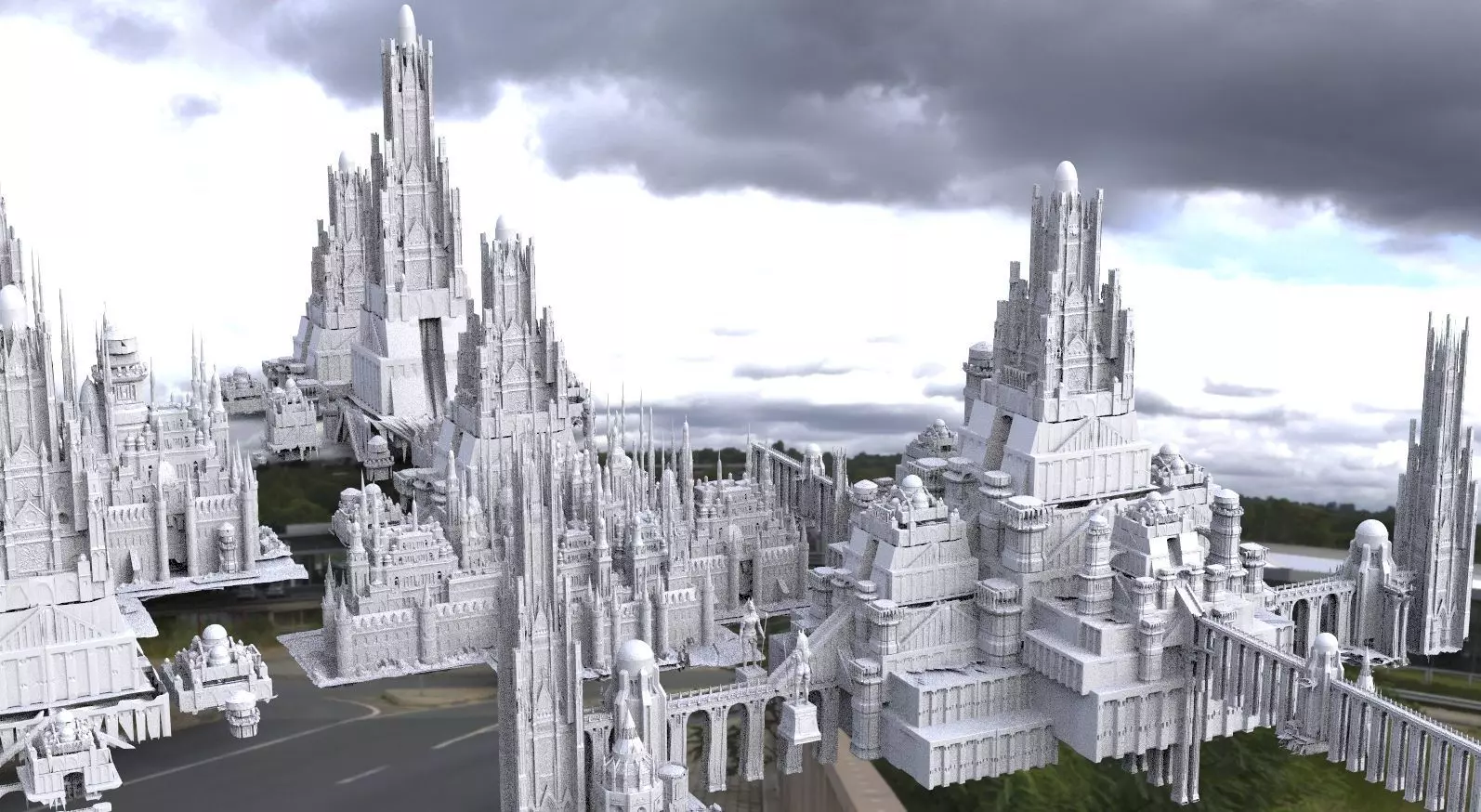 Ancient Dracula Castle city collection 1 Kit bash 3D model_0