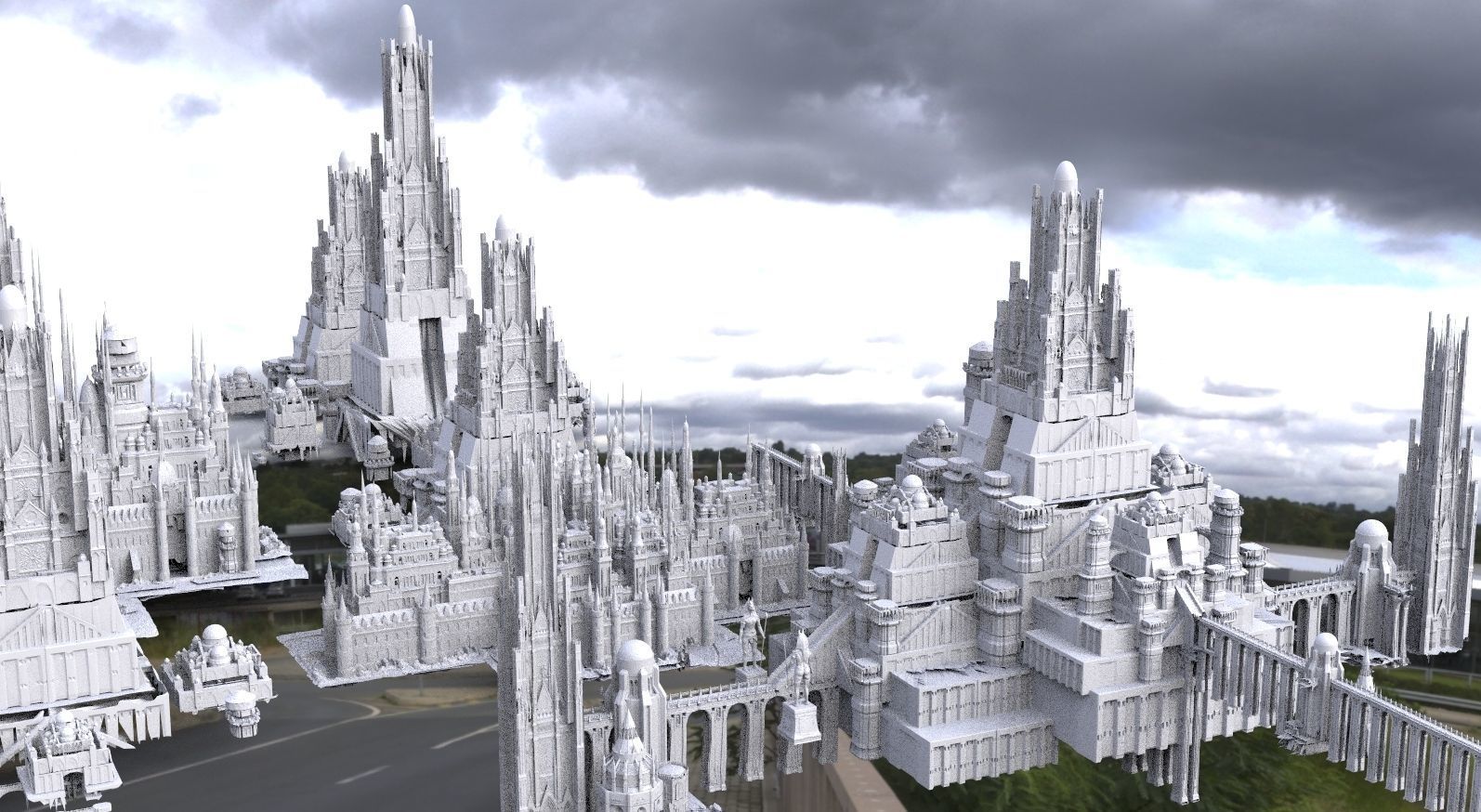 Ancient Dracula Castle city collection 1 Kit bash 3D model_4