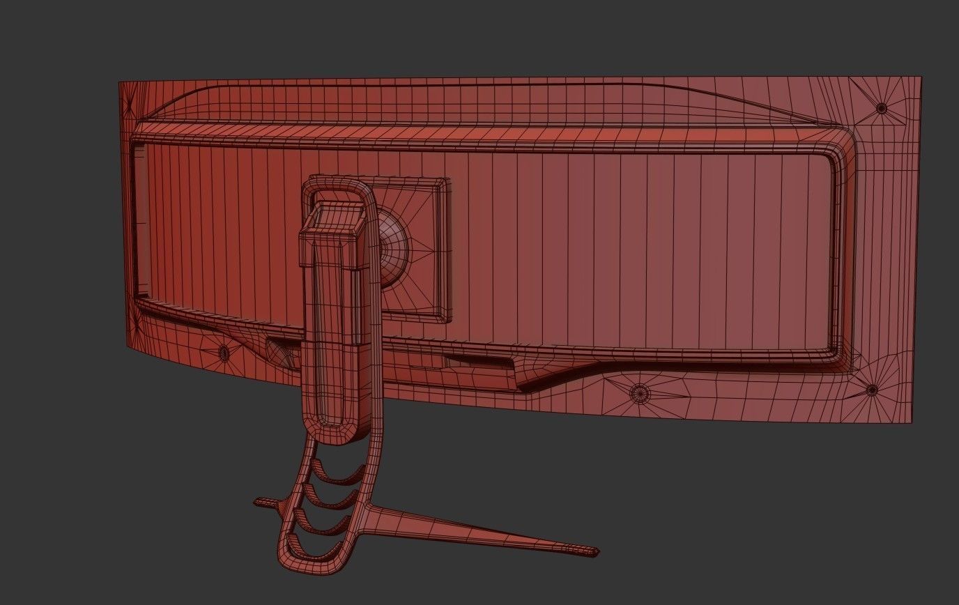Super Ultra Wide Gaming Monitor Low-poly 3D model_19