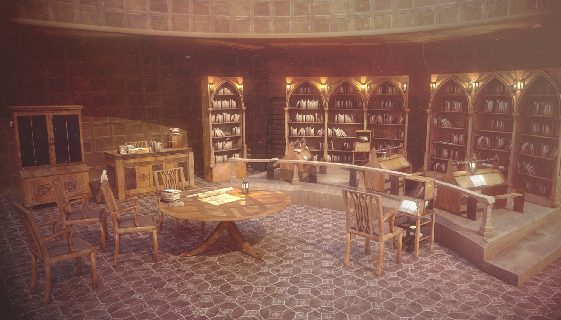 Medieval Library Model Pack Rustic Low-poly 3D model_6