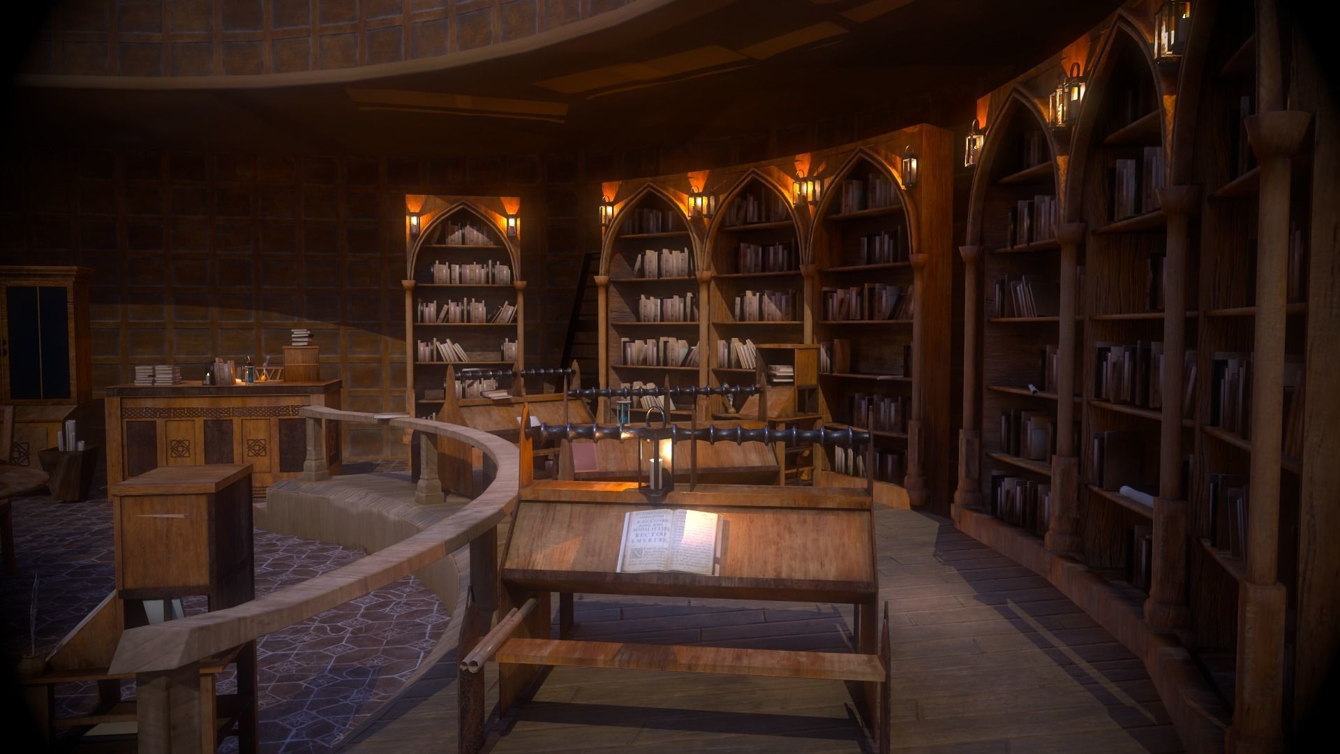 Medieval Library Model Pack Rustic Low-poly 3D model_10