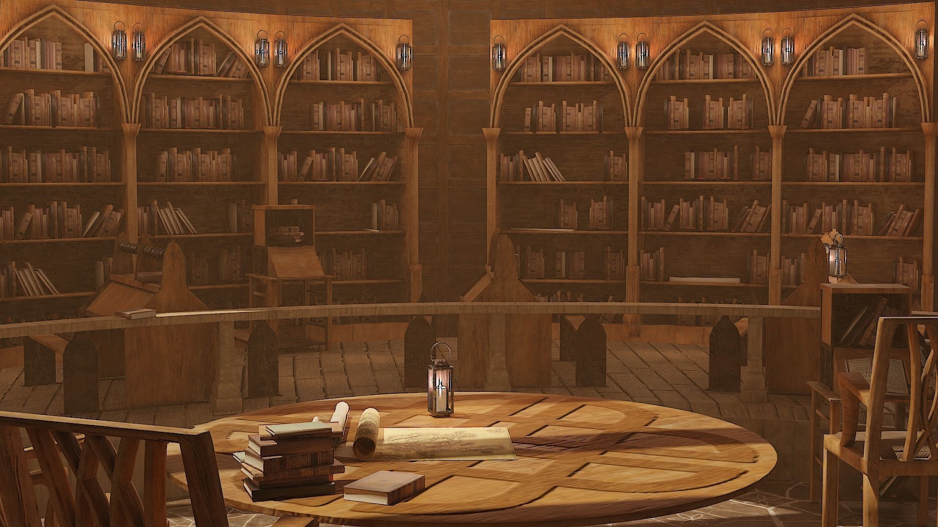 Medieval Library Model Pack Rustic Low-poly 3D model_5