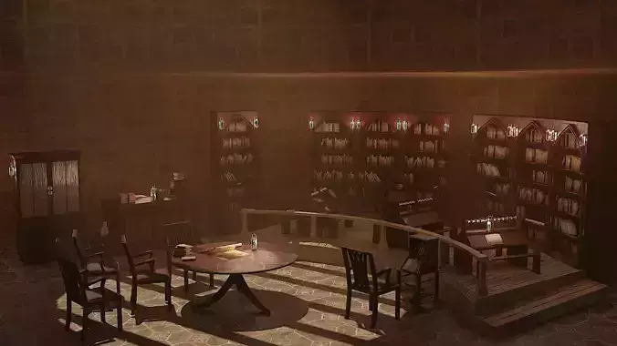 Medieval Library Model Pack Mocha Low-poly 3D model