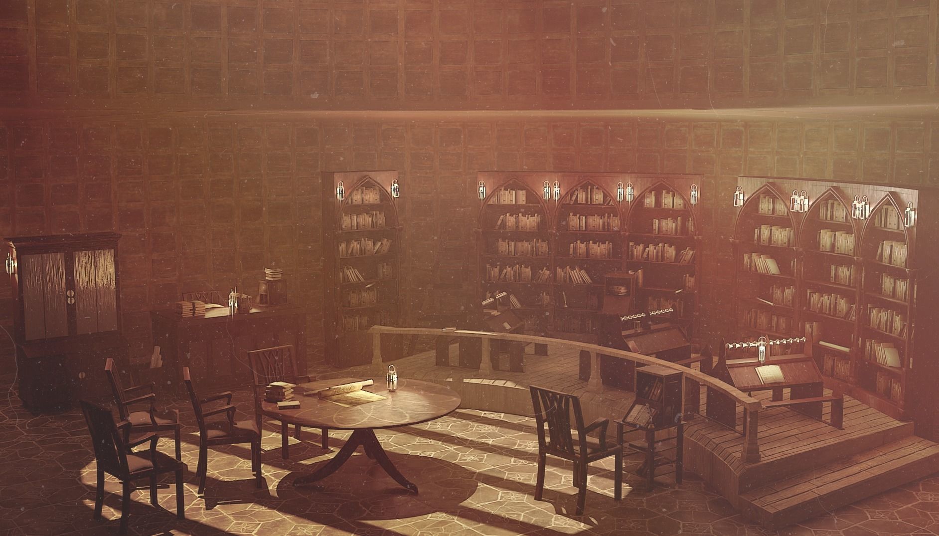 Medieval Library Model Pack Mocha Low-poly 3D model_2