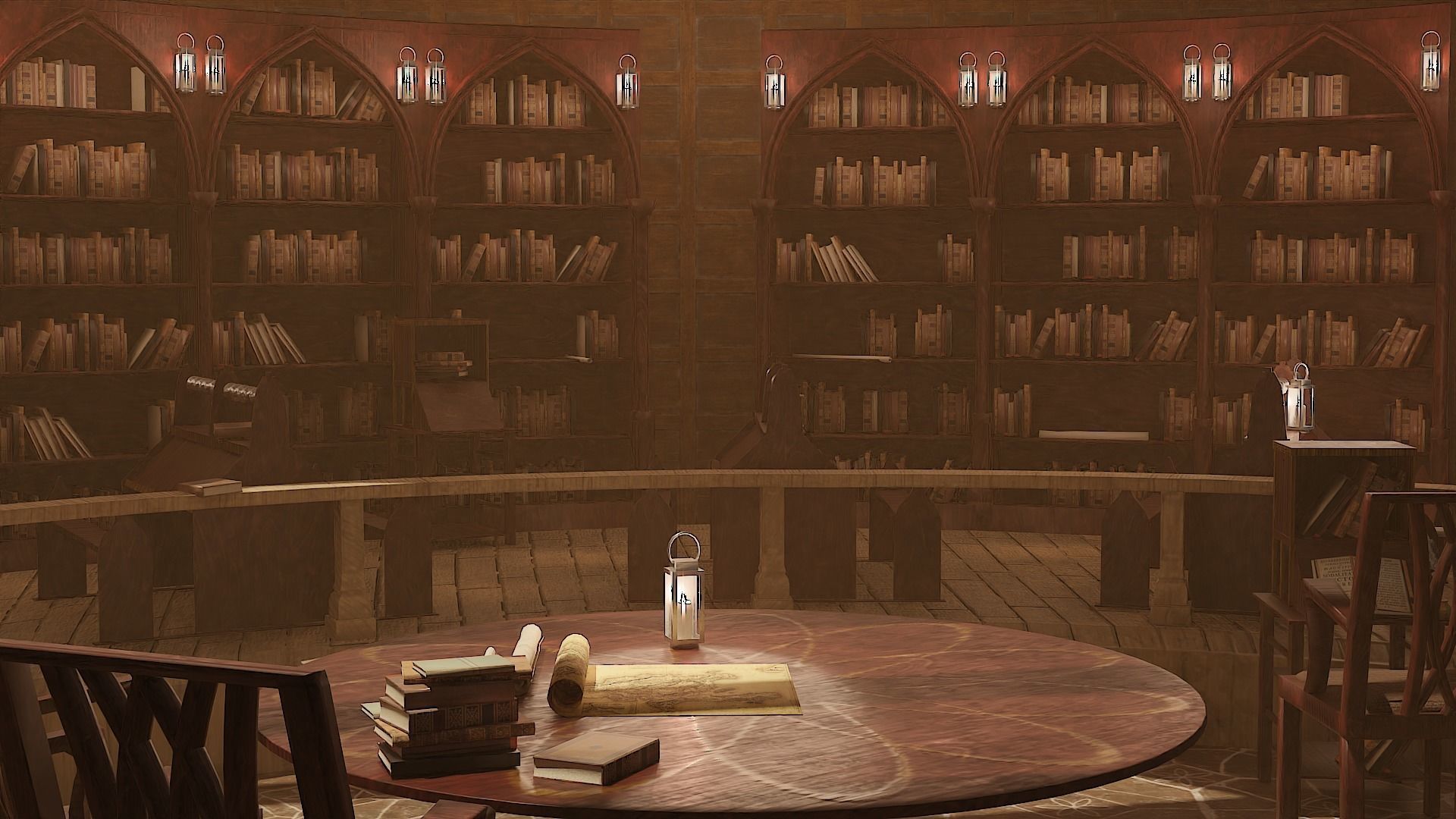 Medieval Library Model Pack Mocha Low-poly 3D model_5